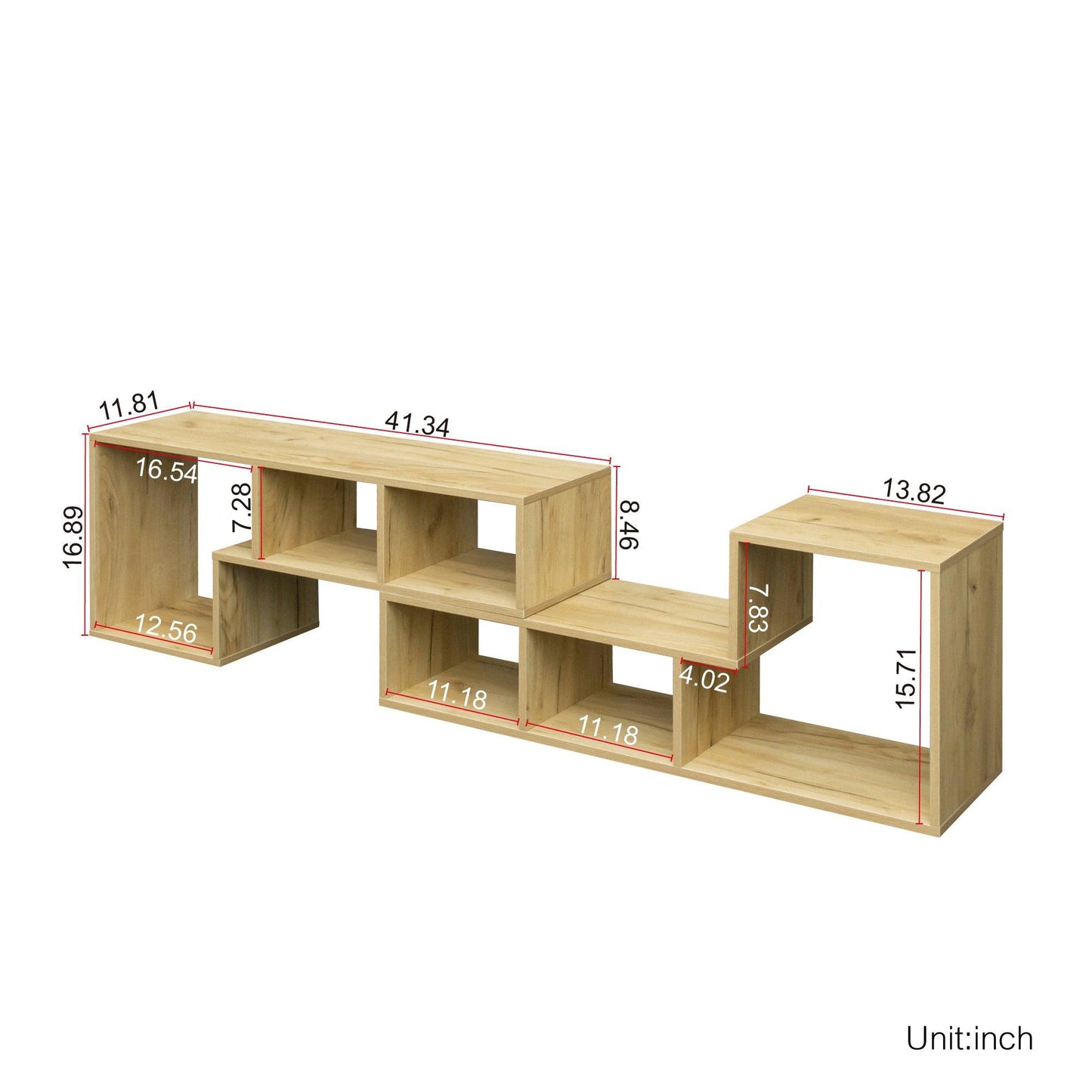 Double L-Shaped Oak TV Stand Display Shelf Bookcase for Home Furniture OAK - FurniFindUSA