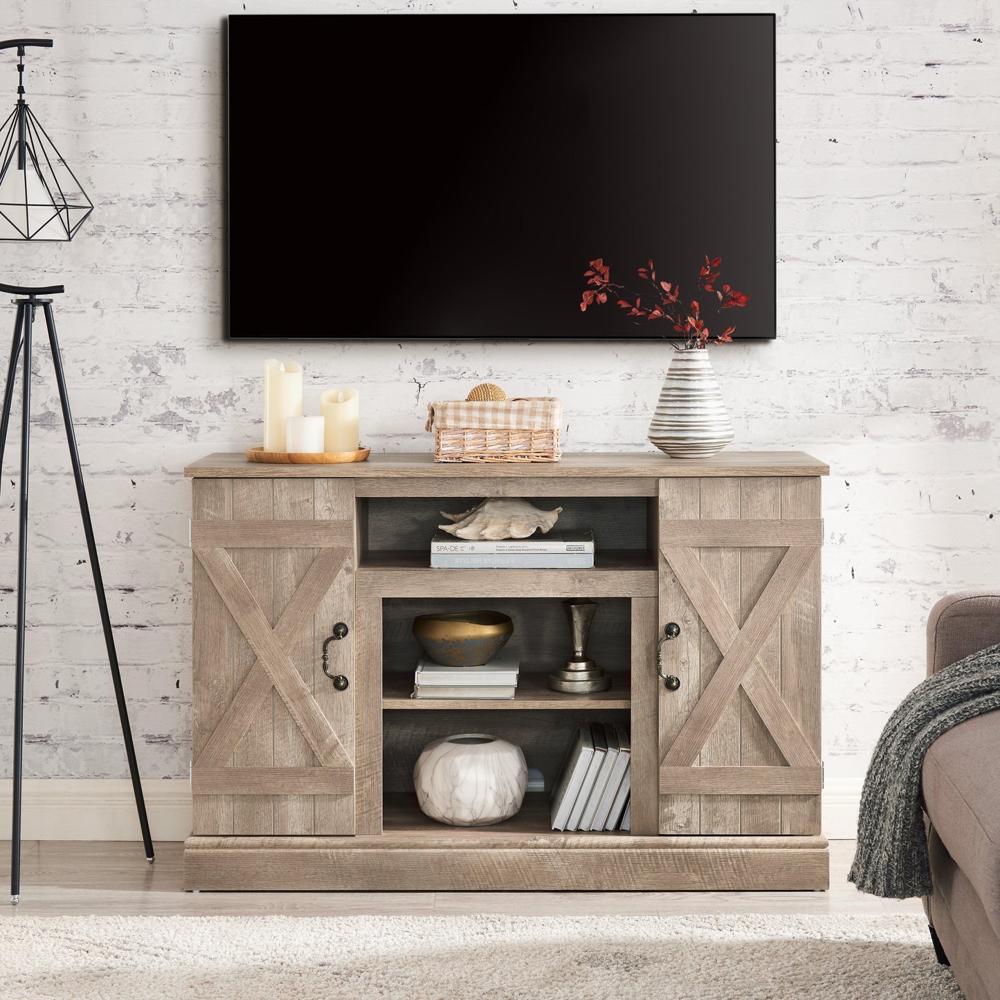 Farmhouse Classic Media TV Stand Antique Entertainment Console - FurniFindUSA