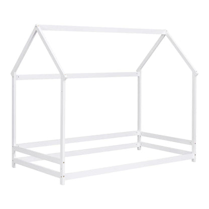 Twin House-Shaped Floor Bed with 2 Detachable Stands White - FurniFindUSA