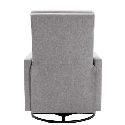 Modern Upholstered Rocker Nursery Chair Plush Seating Glider Swivel Recliner Chair Gray - FurniFindUSA