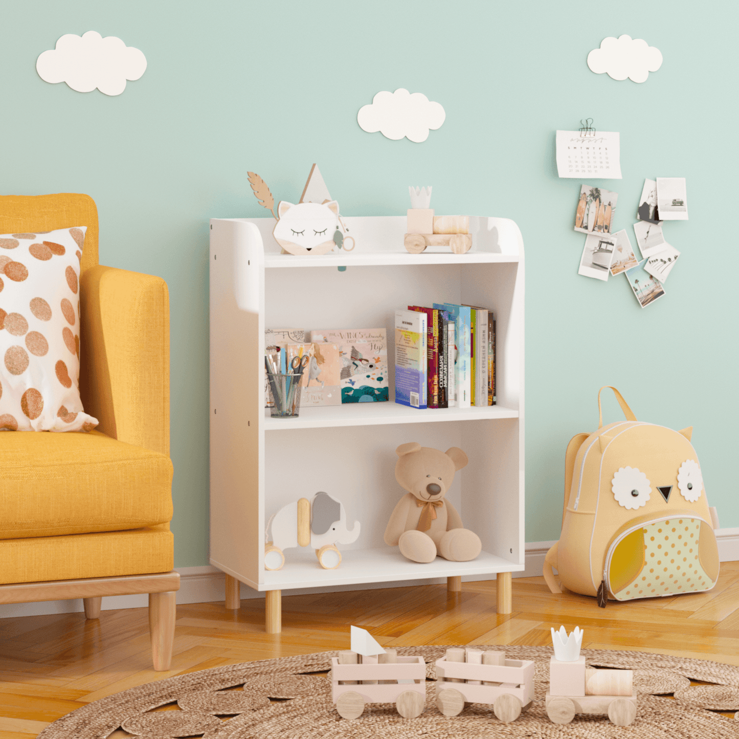 Kids 3-Tier Bookcase Children's Book Display Bookshelf Toy Storage Cabinet Organizer for Children's Room - FurniFindUSA