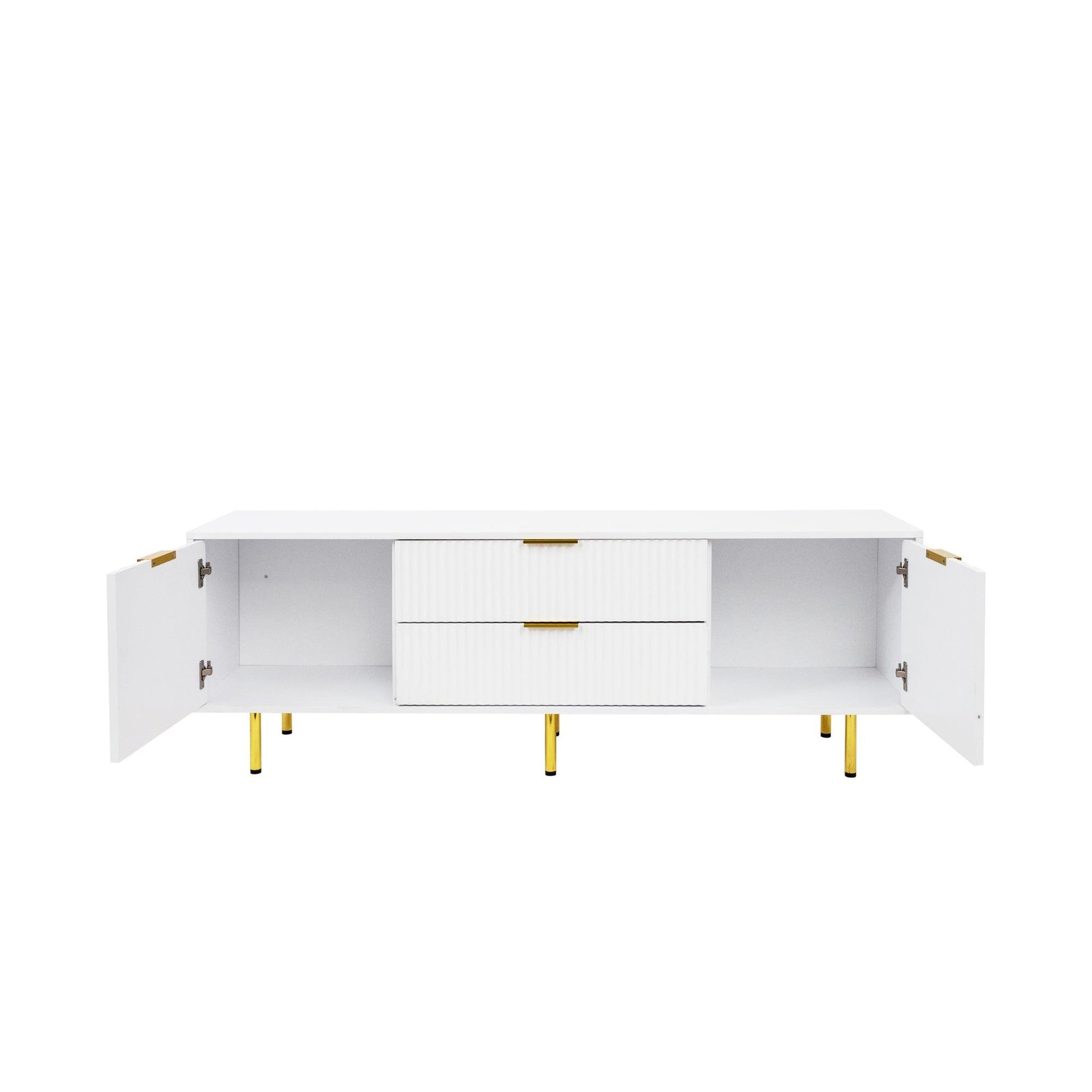 Modern warm white TV cabinet for Living Room Bedroom - FurniFindUSA