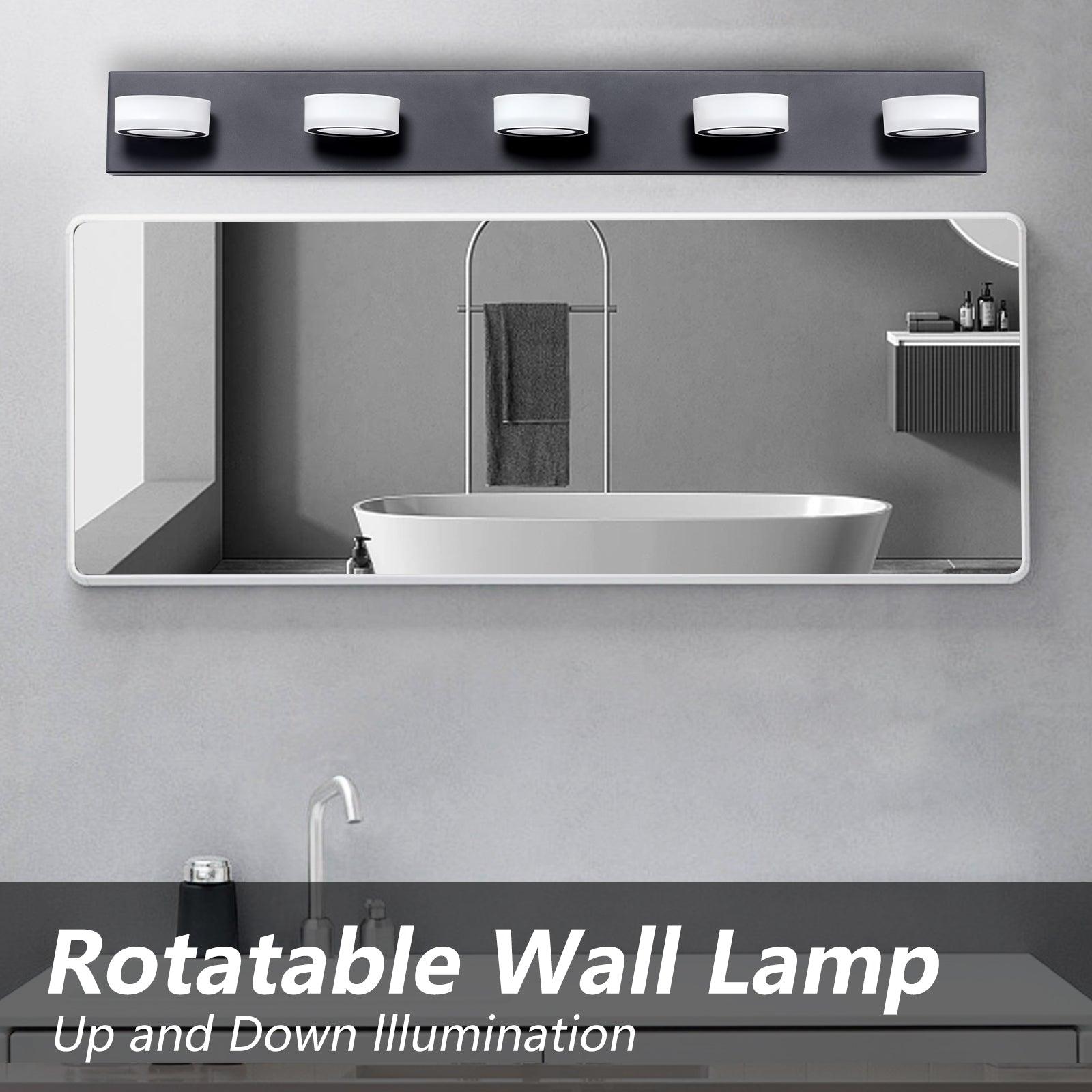 LED Modern Black 5-Light Vanity Lights Fixtures Over Mirror Bath Wall Lighting - FurniFindUSA