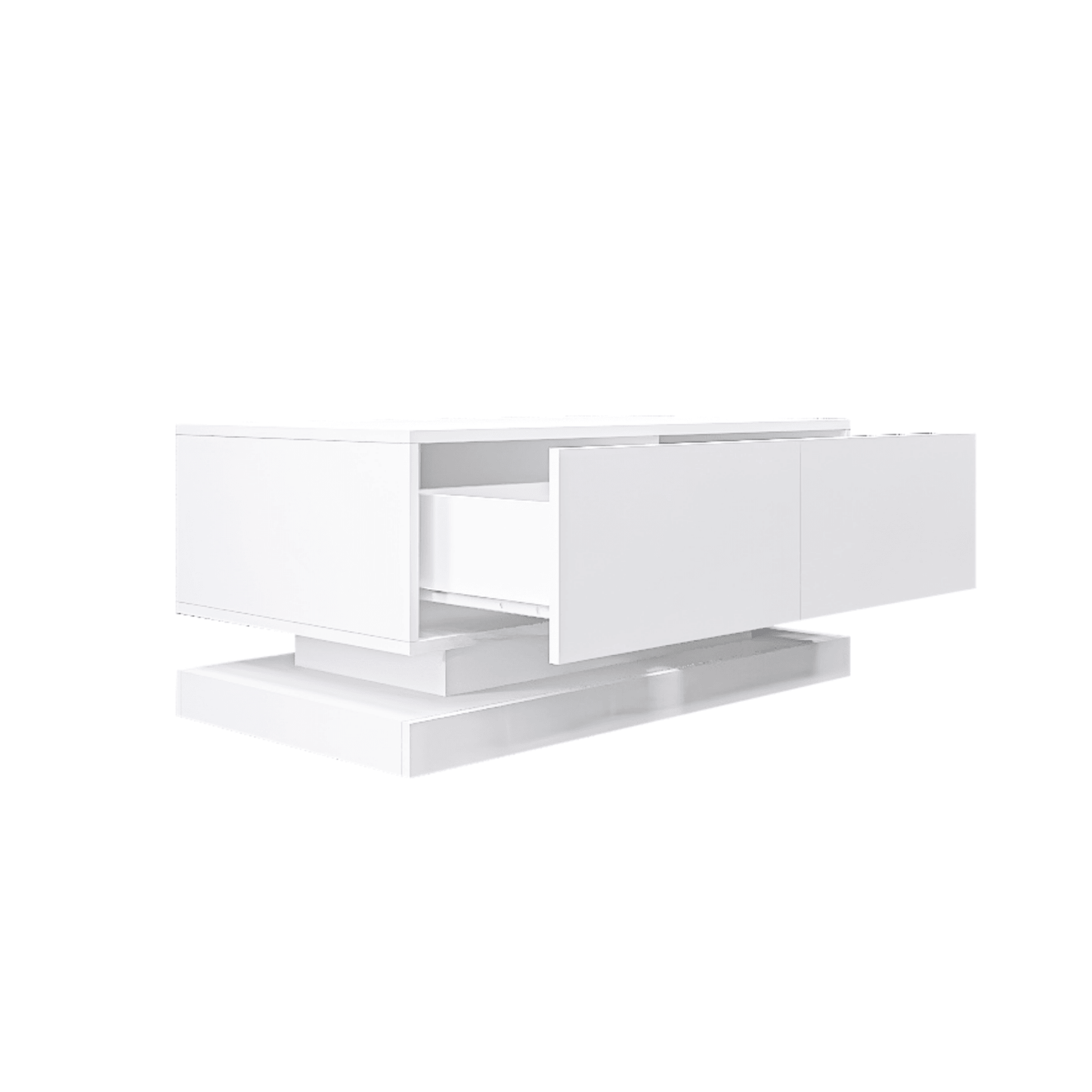 High Glossy Coffee Table with 2 Drawers have RGB Led Light with Buletooth Control - FurniFindUSA