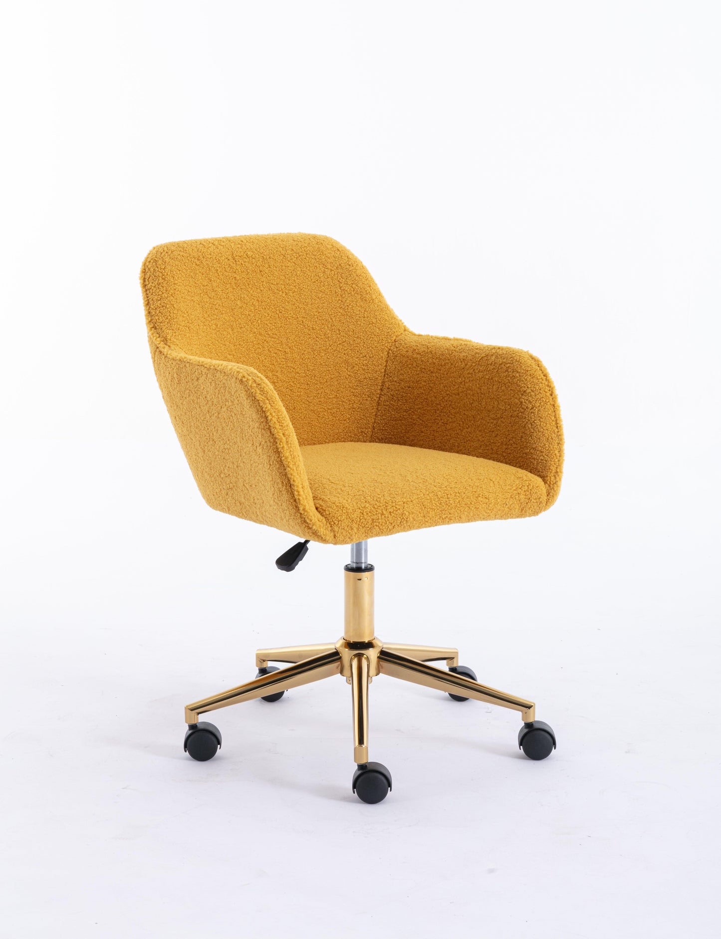 Modern Teddy Fabric Material Adjustable Height 360 Revolving Home Office Chair Yellow - FurniFindUSA
