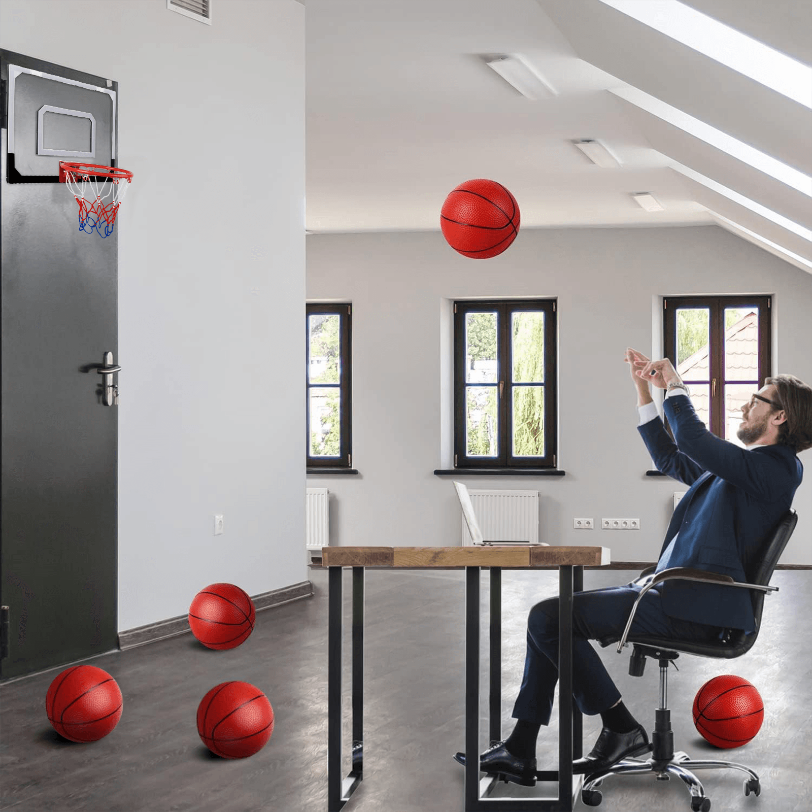 Pro Room Basketball Hoop Over The Door - Wall Mounted Basketball Hoop Set - Indoor Basketball Hoop - FurniFindUSA