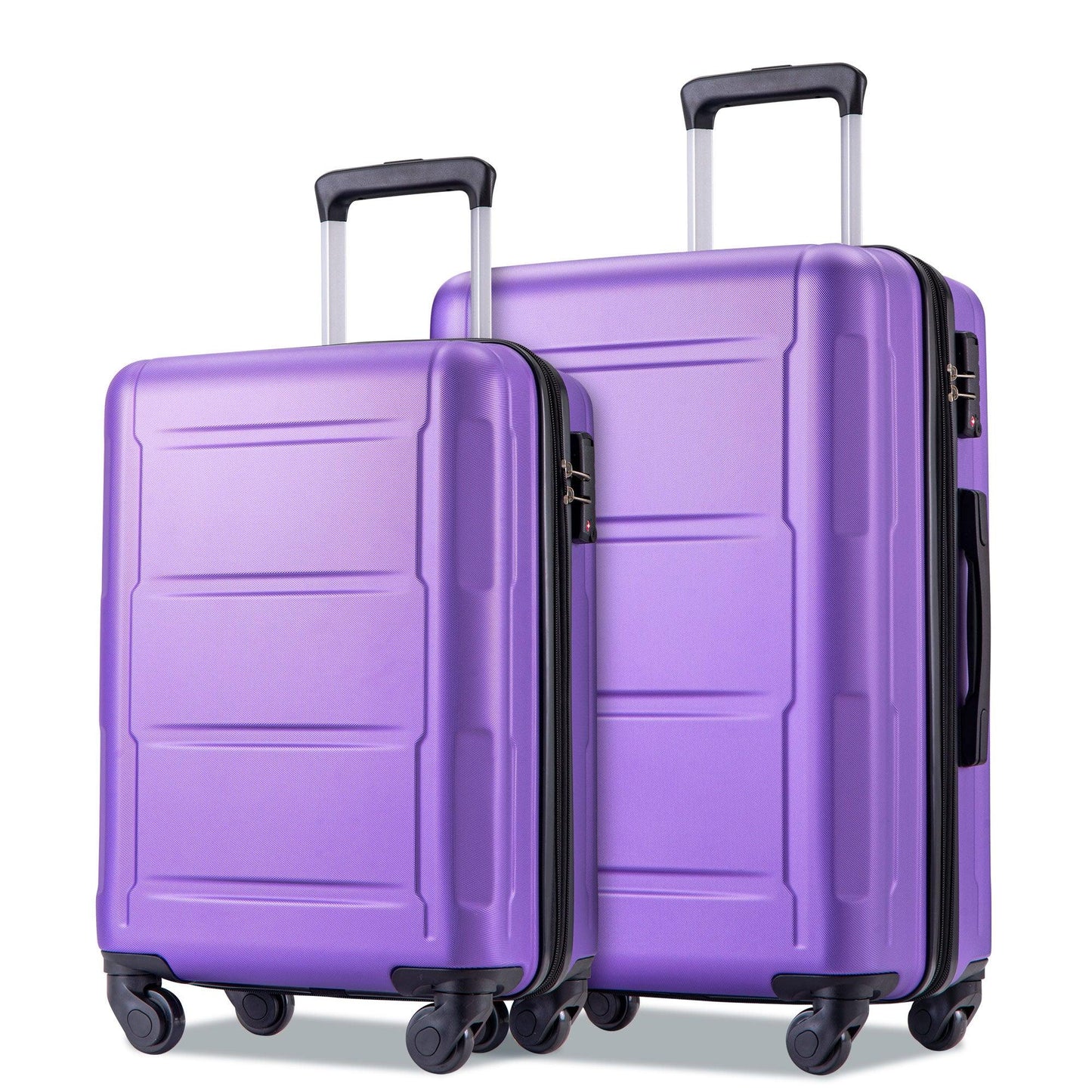 Expanable Spinner Wheel 2 Piece Luggage Set ABS Lightweight Suitcase with TSA Lock 20inch+24inch Purple + Plastic - FurniFindUSA