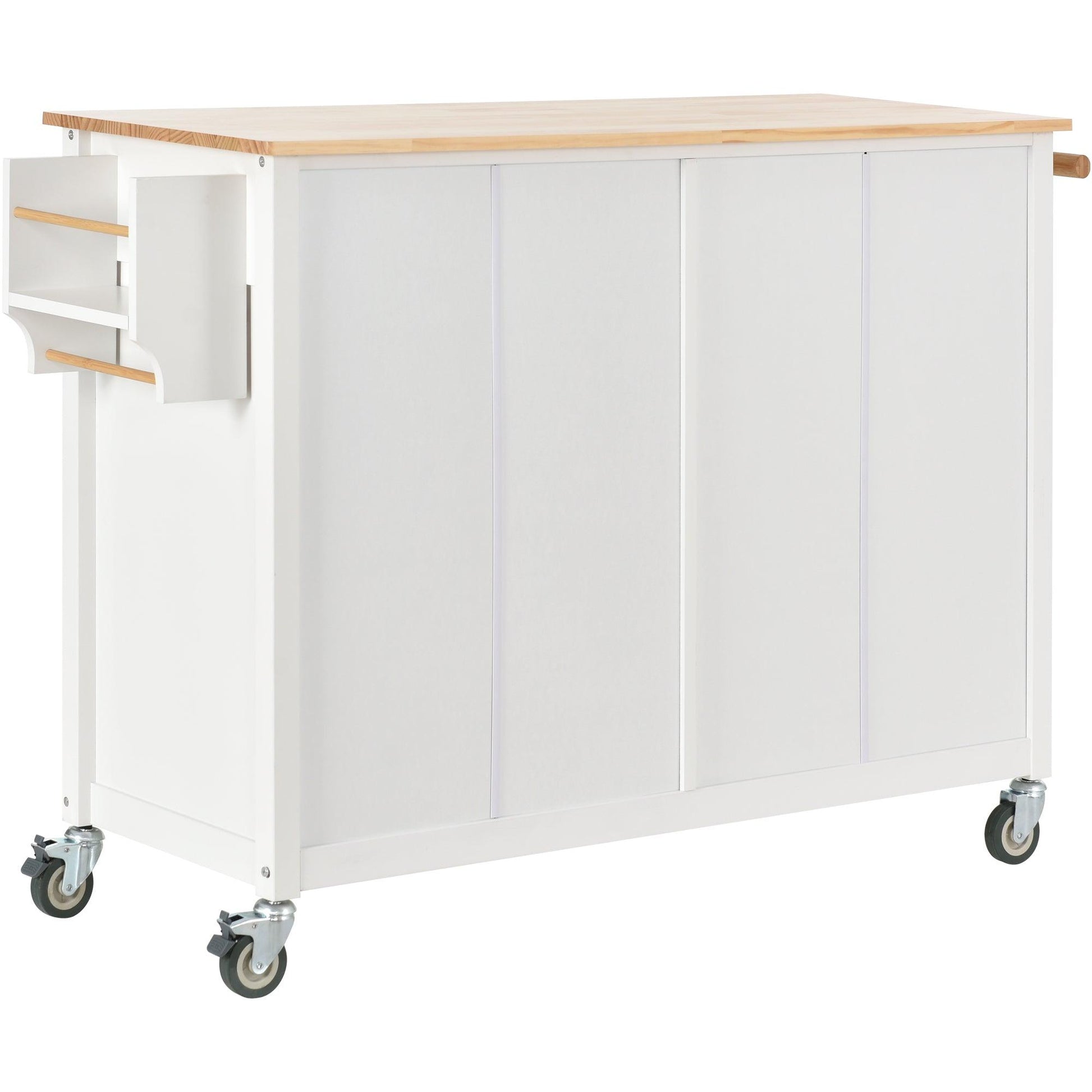 Kitchen Island Cart with Solid Wood Top and Locking Wheels 54.3 Inch Width (White) - FurniFindUSA