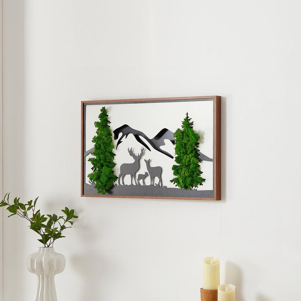 Deer Metal Art Moss Wall Decor - FurniFindUSA