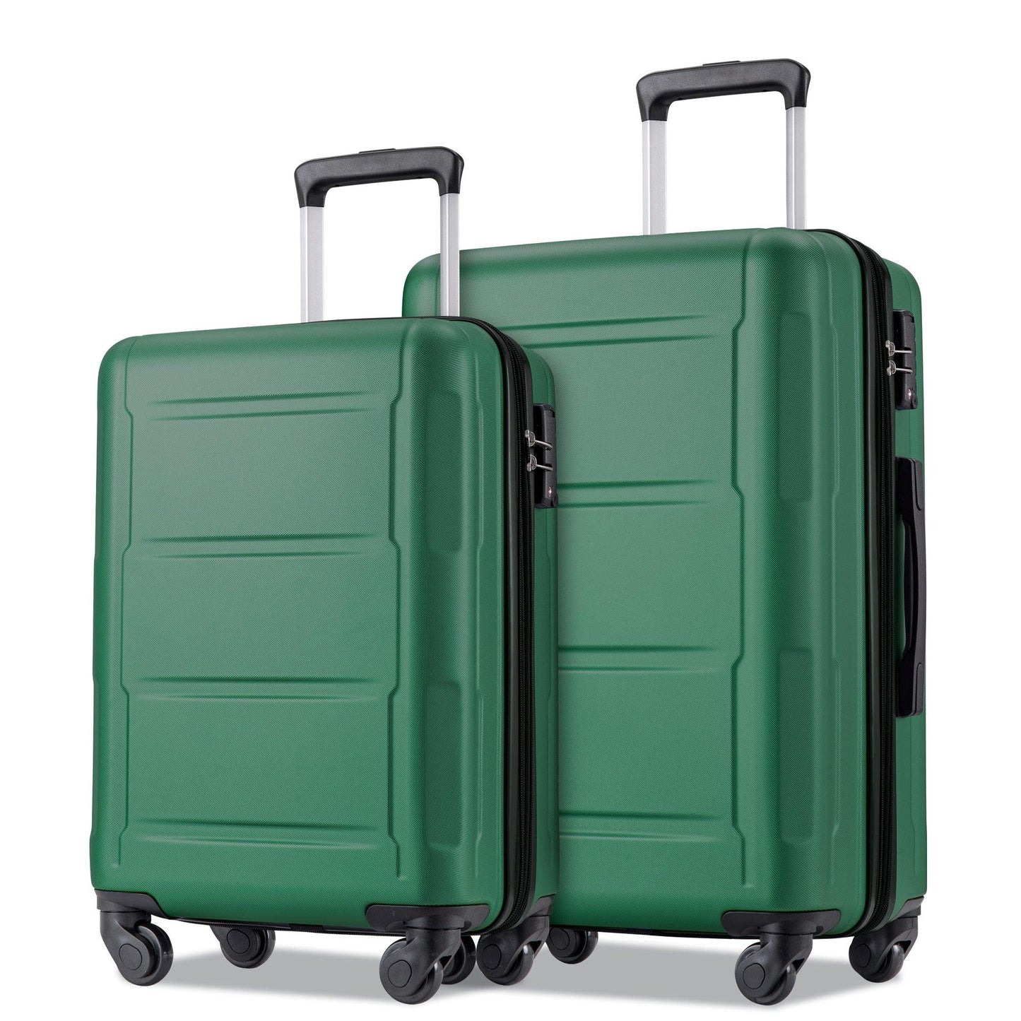 Expanable Spinner Wheel 2 Piece Luggage Set ABS Lightweight Suitcase with TSA Lock 20inch+24inch Green + Plastic - FurniFindUSA