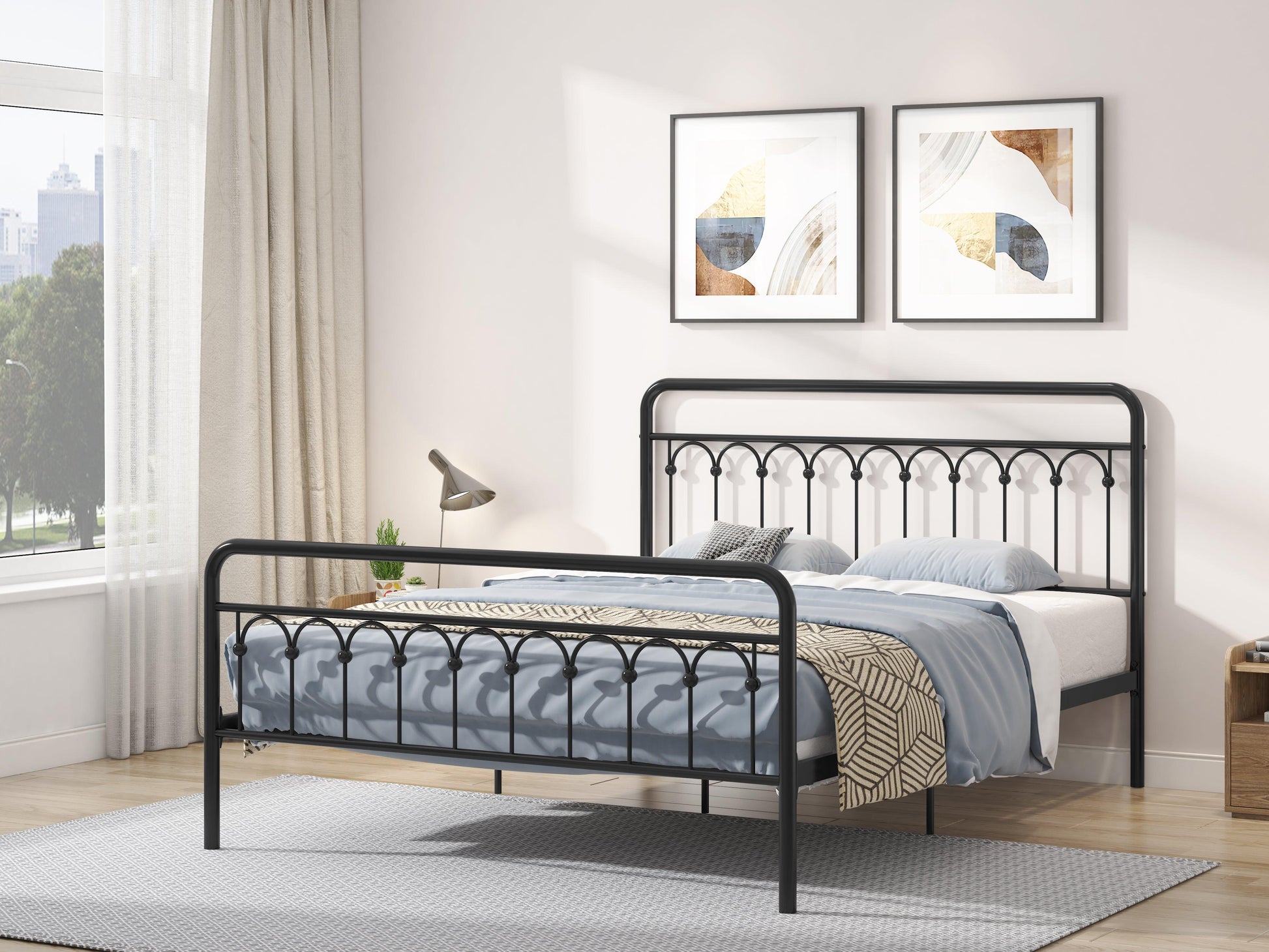 Tara Metal Bed Queen Black - FurniFindUSA