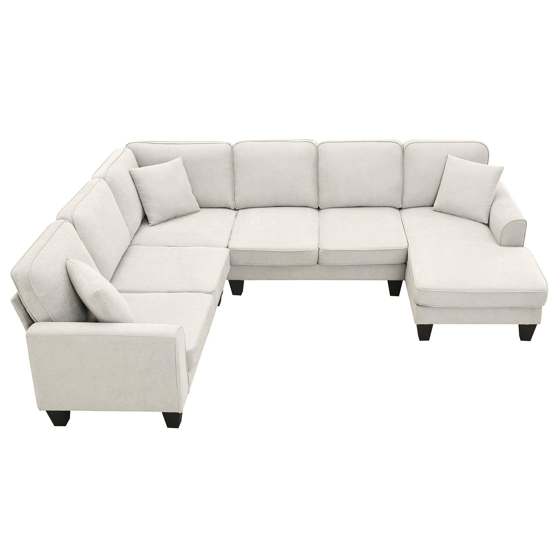 108*85.5" Modern U Shape Sectional Sofa 7 Seat Fabric Sectional Sofa Set - FurniFindUSA