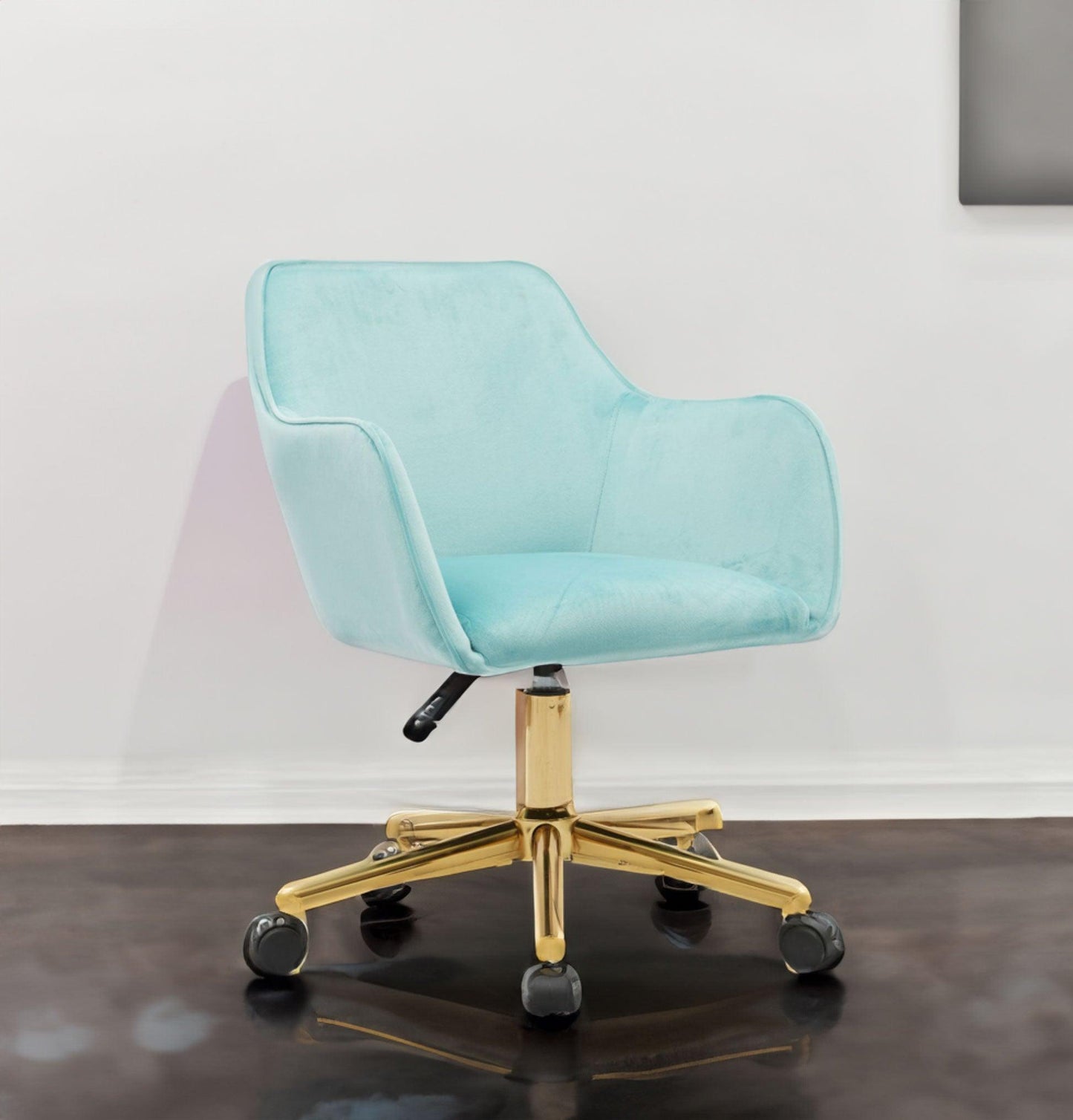 Modern Velvet Fabric Material Adjustable Height 360 revolving Home Office Chair Aqua Light Blue - FurniFindUSA