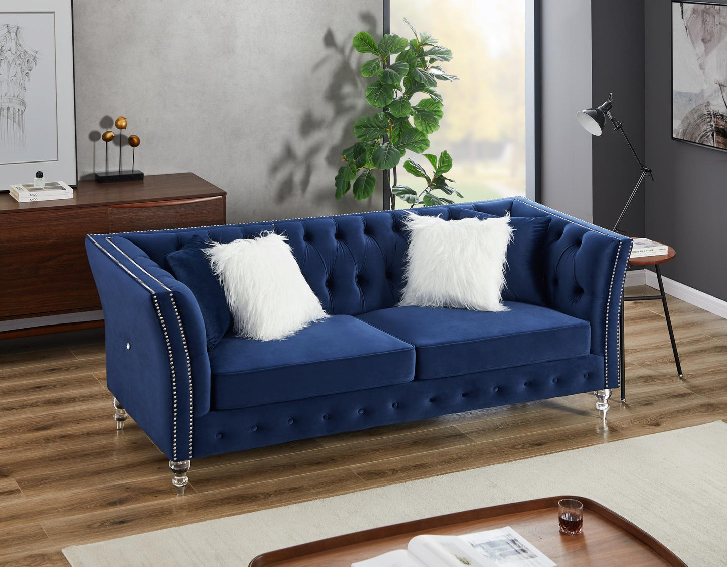 Solid Color Tufted Sofa for Living Room - FurniFindUSA