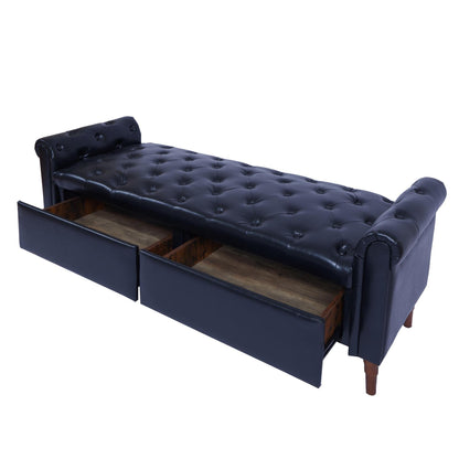 Storage PU Ottoman Bench with 2 Drawers for Bedroom End of Bed - FurniFindUSA