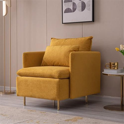 Modern fabric accent armchair,upholstered single sofa chair,Yellow Cotton Linen-30.7'' - FurniFindUSA