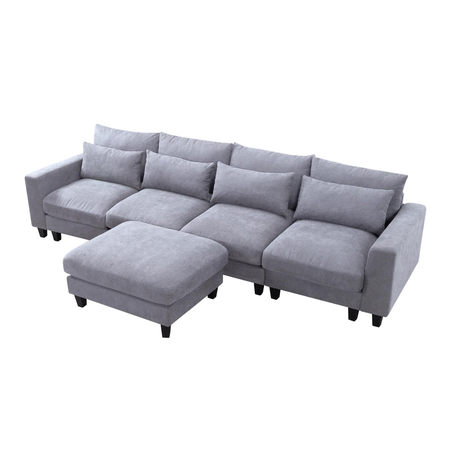 124.4” Modular L-Shaped Sectional Sofa with Ottoman