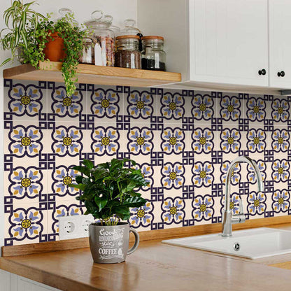 5" X 5" Azul Flora Peel and Stick Removable  Tiles