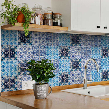 6" X 6" Mediterranean Blues Mosaic Peel and Stick Tiles