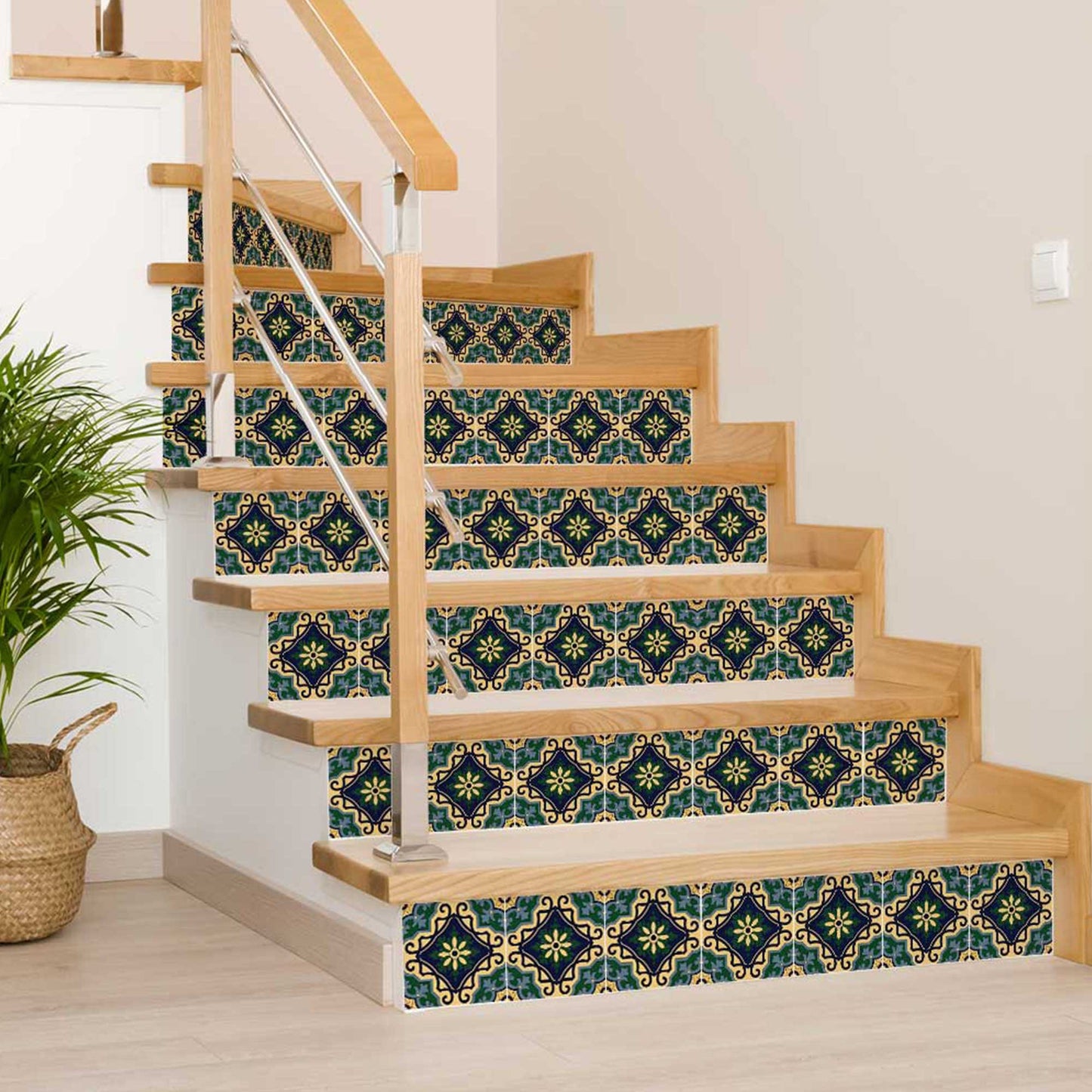 6" X 6" Agean Blue and Green Peel and Stick Tiles