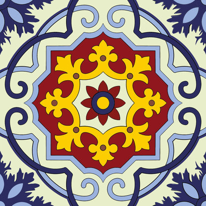 7" X 7" Blue And Yellow Mosaic Peel And Stick Removable Tiles