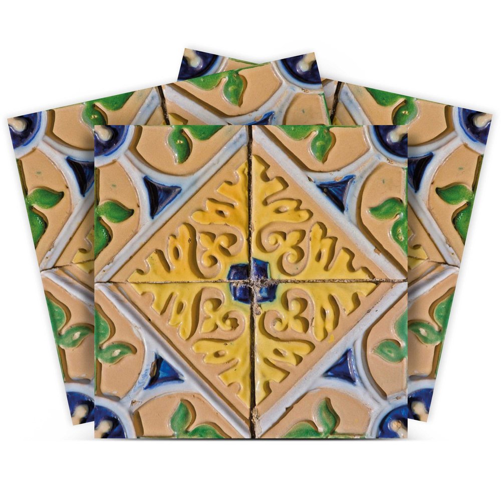 7" x 7" Blue And Yellow Vinyl Peel And Stick Removable Tiles — view 1