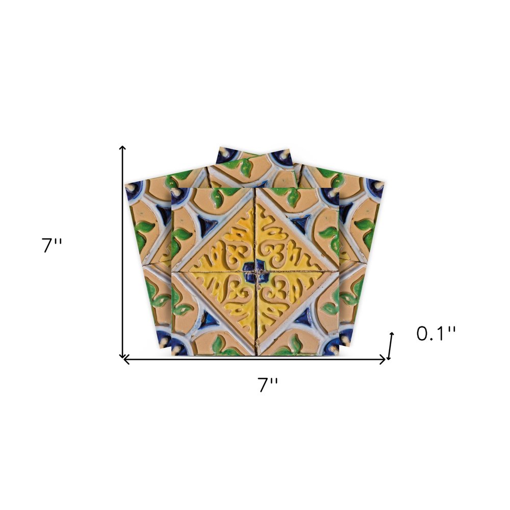 7" x 7" Blue And Yellow Vinyl Peel And Stick Removable Tiles — view 3