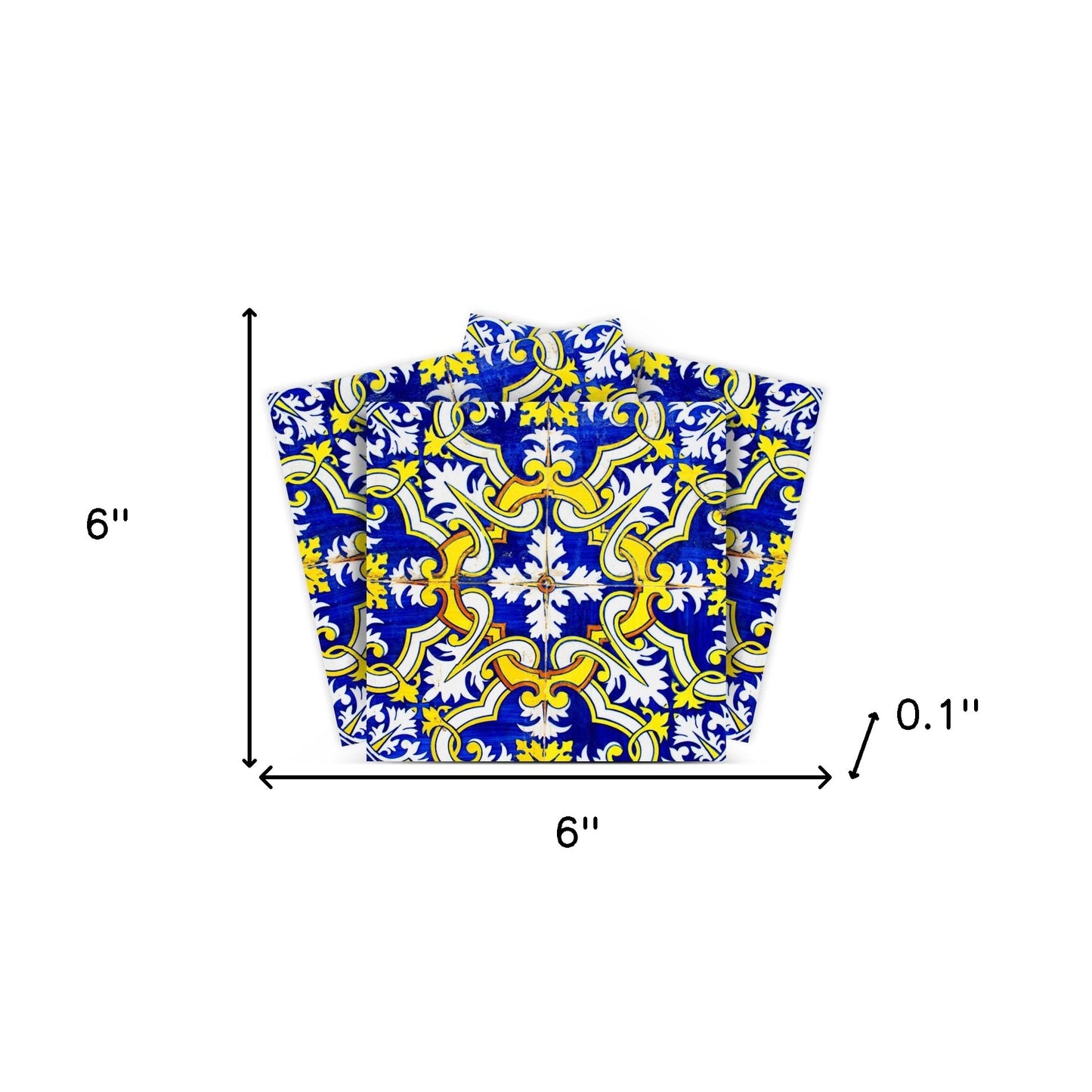 6" X 6" Blue and Yellow Links Peel And Stick Tiles