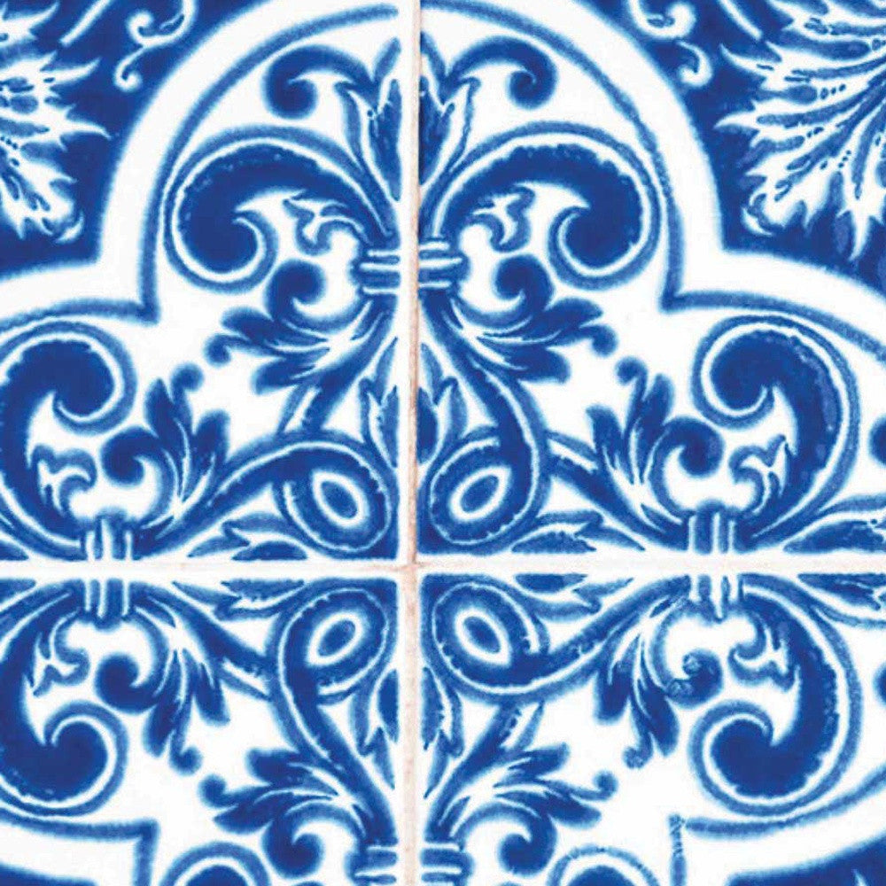 6" X 6" Blue and White Cross Peel And Stick Tiles