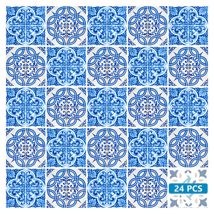 4" X 4" Blue and White Medi Peel And Stick Tiles