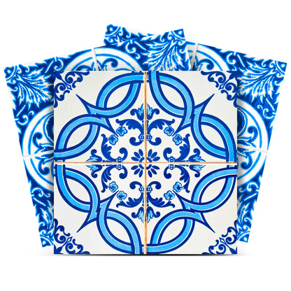 7" X 7" Blue and White Medi Peel And Stick Tiles