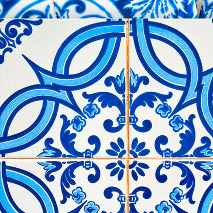 7" X 7" Blue and White Medi Peel And Stick Tiles