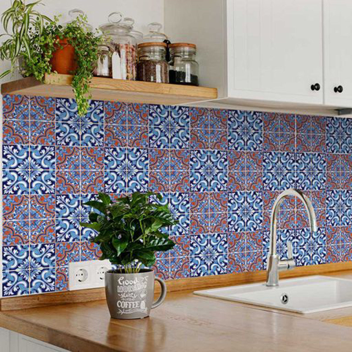 6" X 6" Prima Blue Peel And Stick Removable Tiles