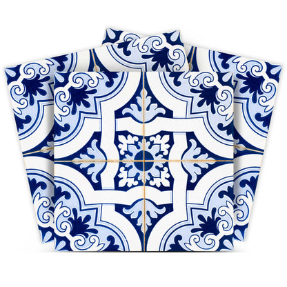 4" X 4" Blue Mia Gia Peel And Stick Removable Tiles