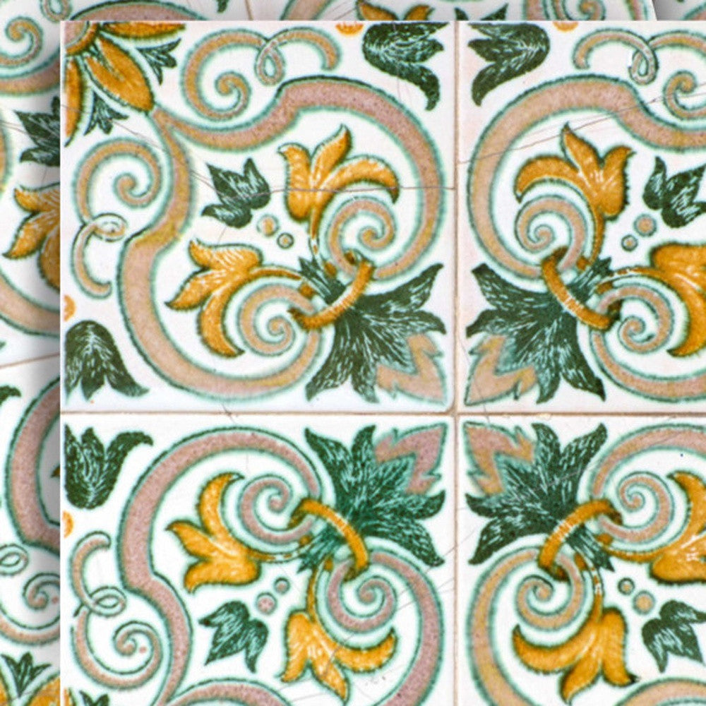 4" X 4" Green Yellow Melo Peel And Stick Tiles