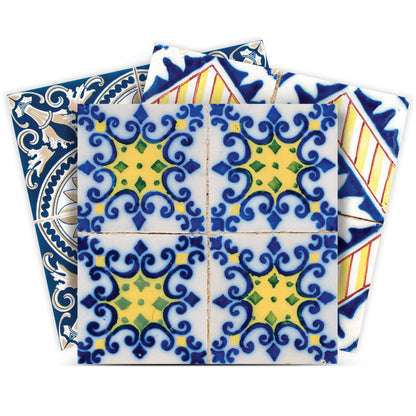 6" X 6" Blue Yellow Julia Peel and Stick Tiles