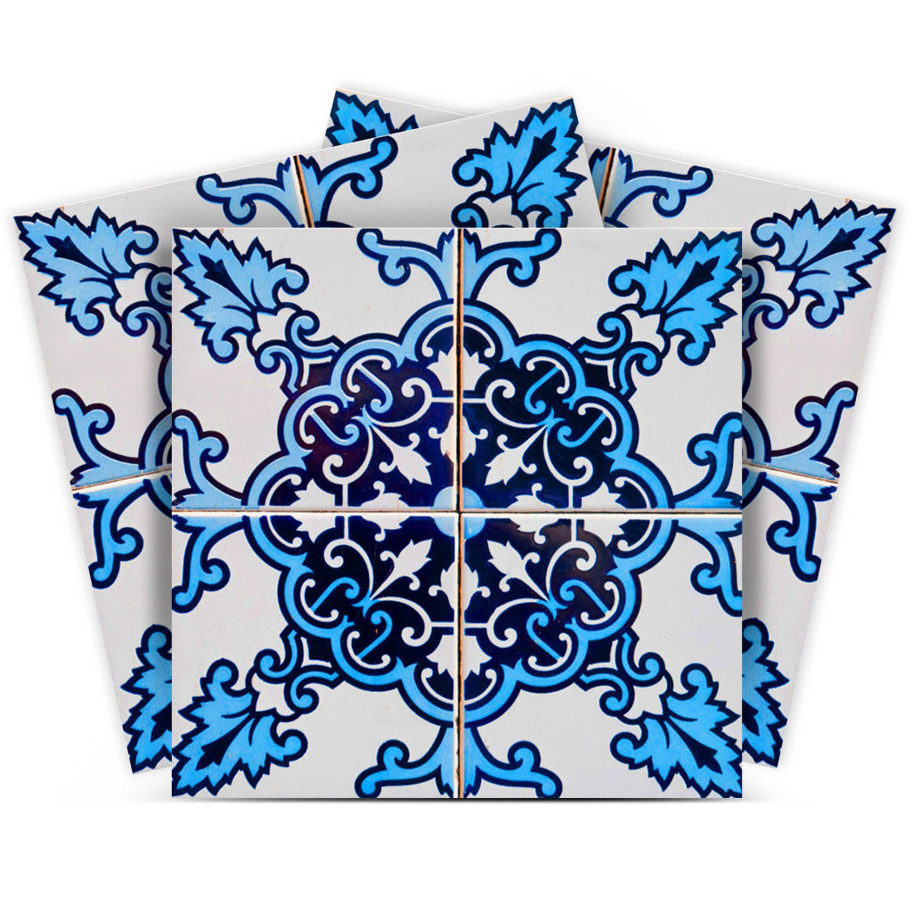 5" X 5" Blue Nelly Removable Peel and Stick Tiles