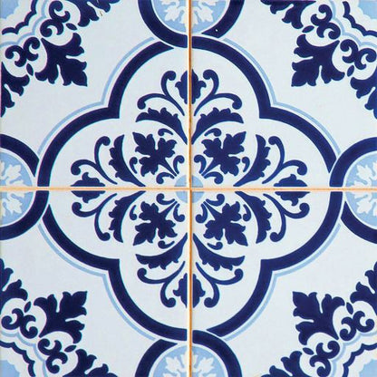 6" x 6" Blue And White Vinyl Peel And Stick Removable Tiles