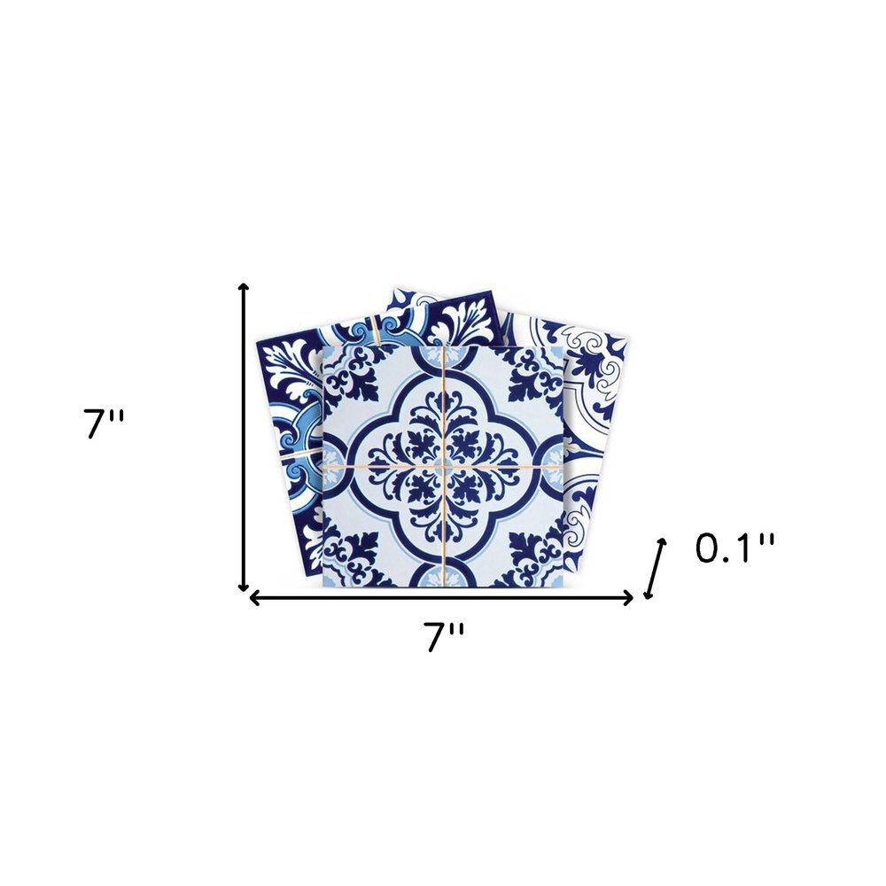 6" x 6" Blue And White Vinyl Peel And Stick Removable Tiles — view 6