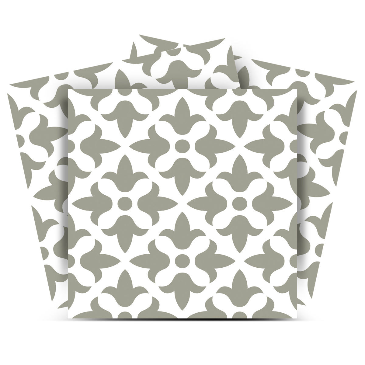 5" X 5" Sage Gray Fleur Removable Peel and Stick Tiles