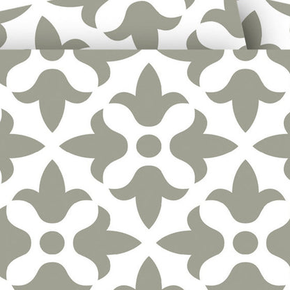 8" X 8" Sage Gray Fleur Removable Peel and Stick Tiles