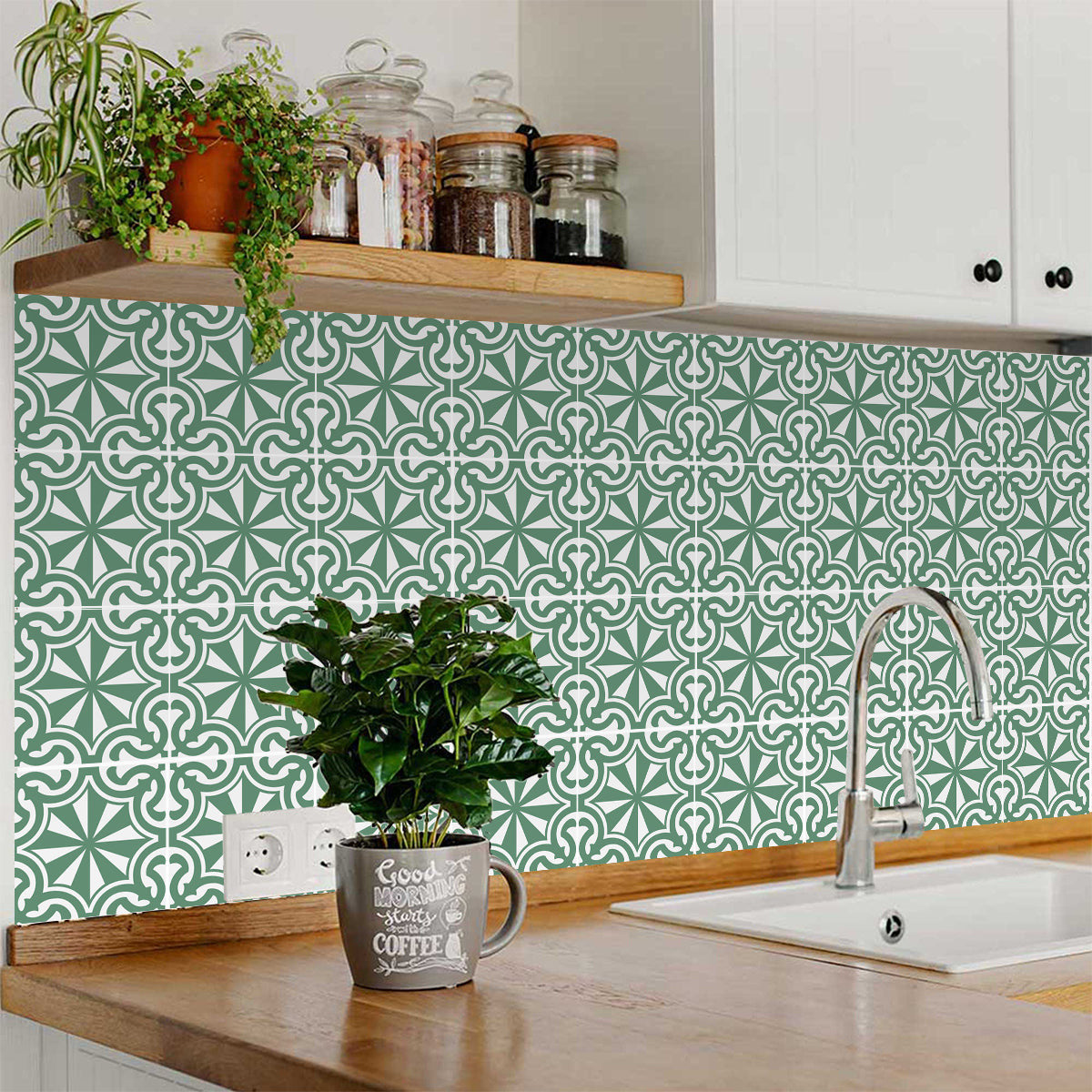 8" X 8" Glenda Sage  Removable Peel and Stick Tiles