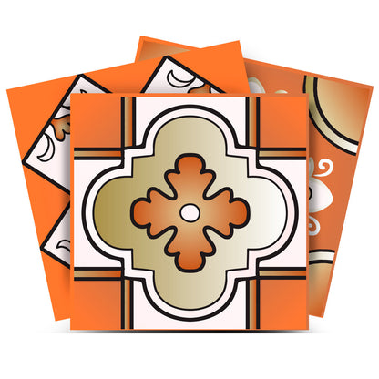 4" x 4" Retro Orange Mosaic Peel and Stick Removable Tiles