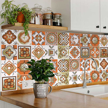 6" x 6" Retro Orange Mosaic Peel and Stick Removable Tiles