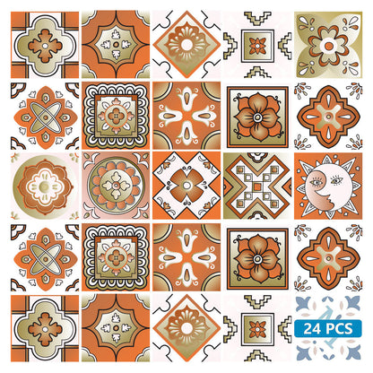 7" x 7" Retro Orange Mosaic Peel and Stick Removable Tiles