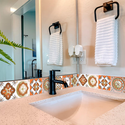 7" x 7" Retro Orange Mosaic Peel and Stick Removable Tiles