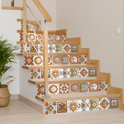 7" x 7" Retro Orange Mosaic Peel and Stick Removable Tiles