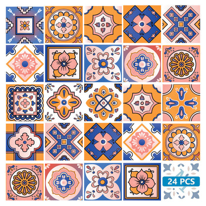 8" x 8" Blue Gold and Blush Mosaic Peel and Stick Removable Tiles