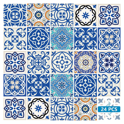 6" x 6" Blue and Aqua Pop Mosaic Peel and Stick Removable Tiles