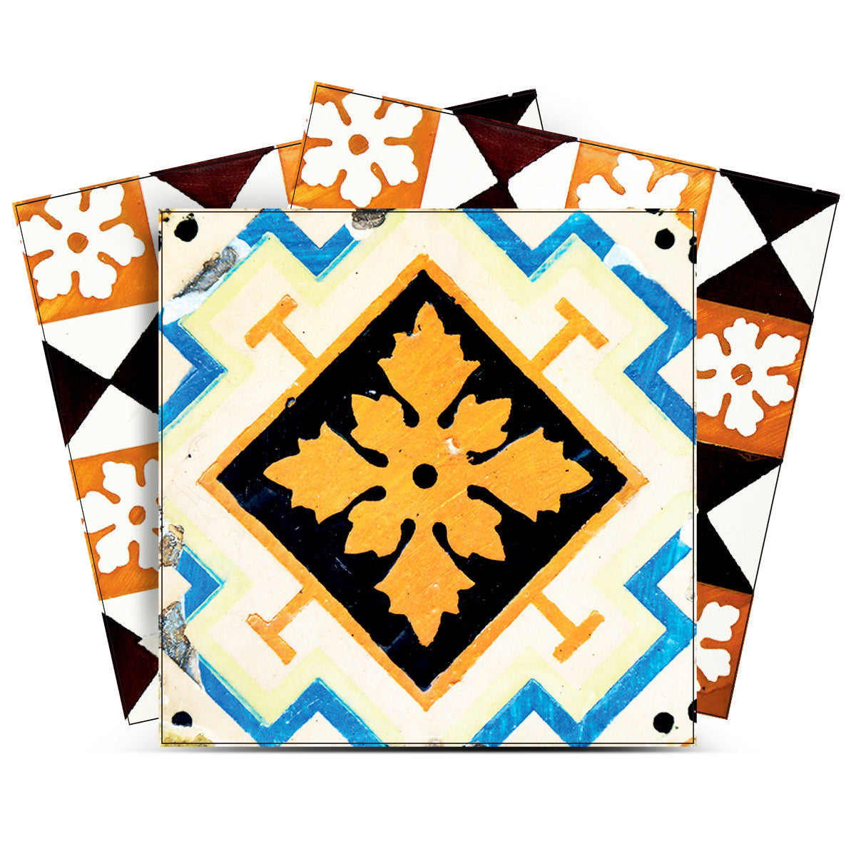 6" x 6" Snowflake and Diamond Peel and Stick Removable Tiles